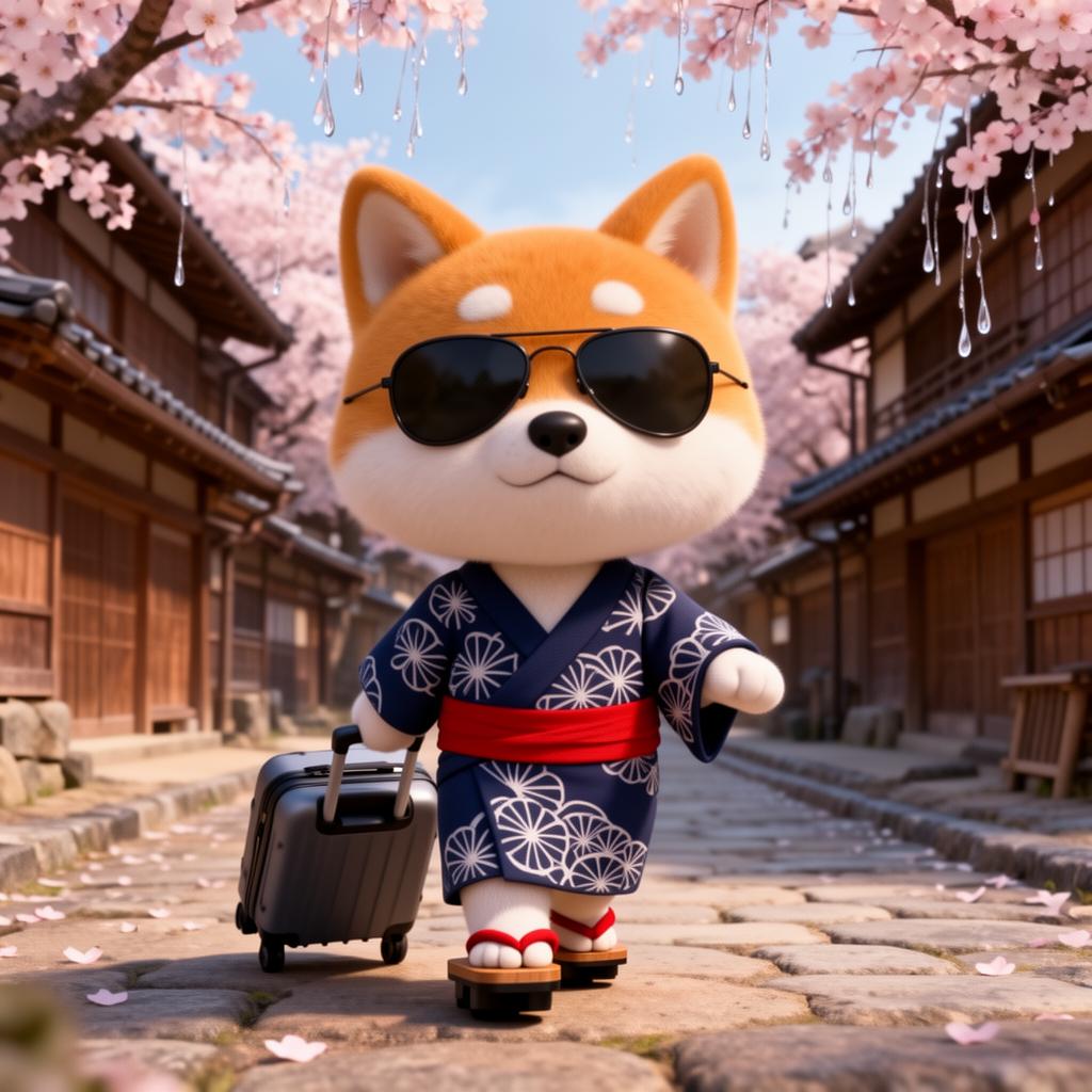 Akita mascot at landmark