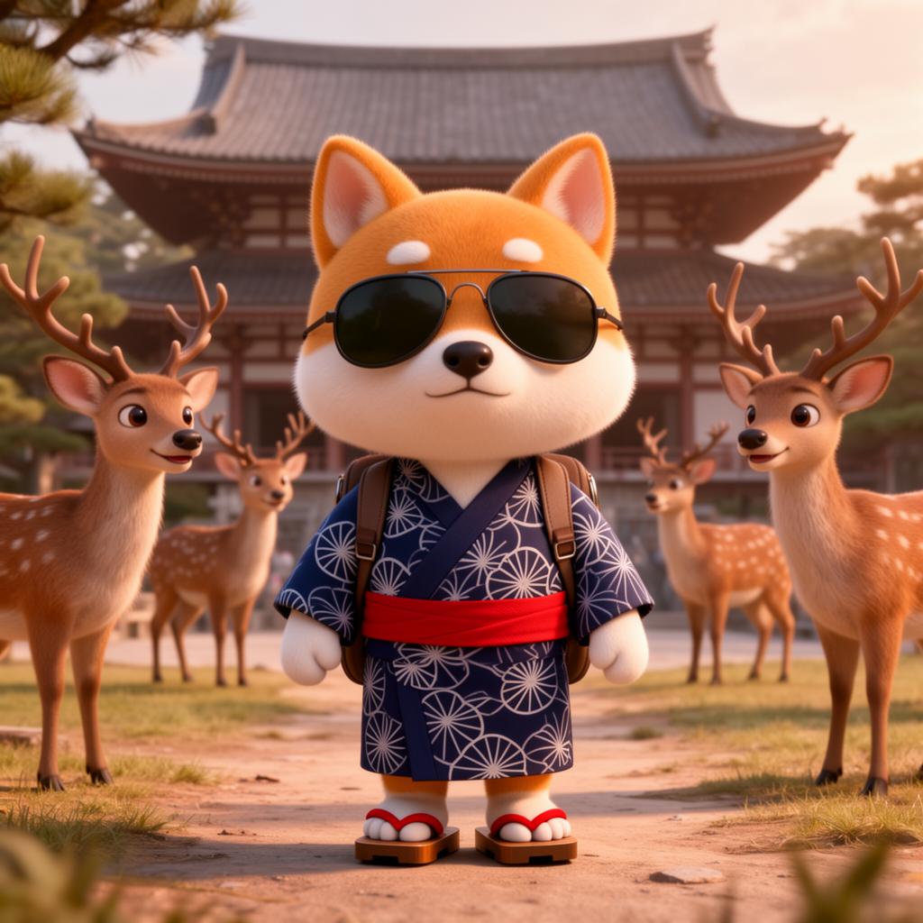 Nara mascot at landmark